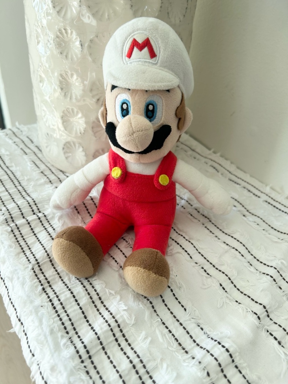 Super Mario Fire Mario Plush Toy 11” Red White Outfit Nintendo
